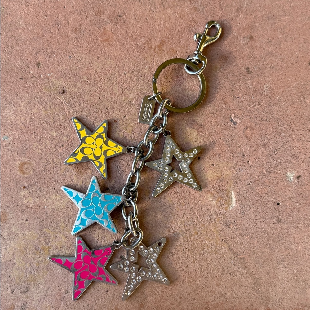 Coach Multicolor Enamel & Crystal Star Charm Keyring